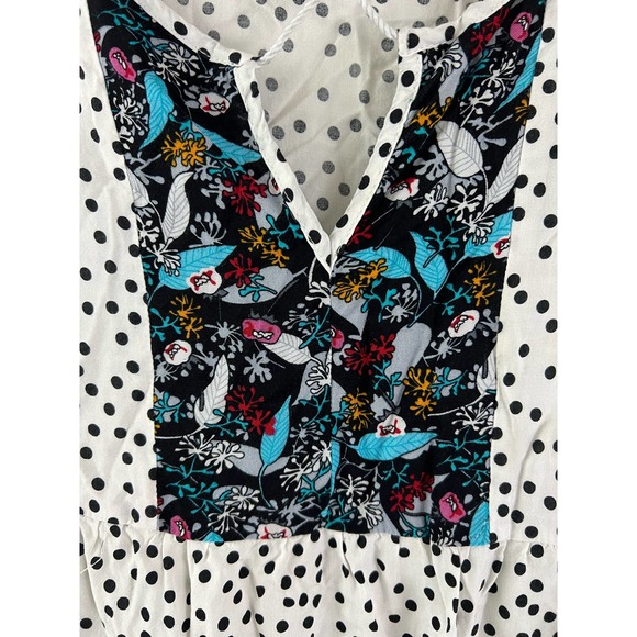 Weekend Suzanne Betro Size XL Womens top Black White Short Sleeve Boho Floral - Picture 3 of 7
